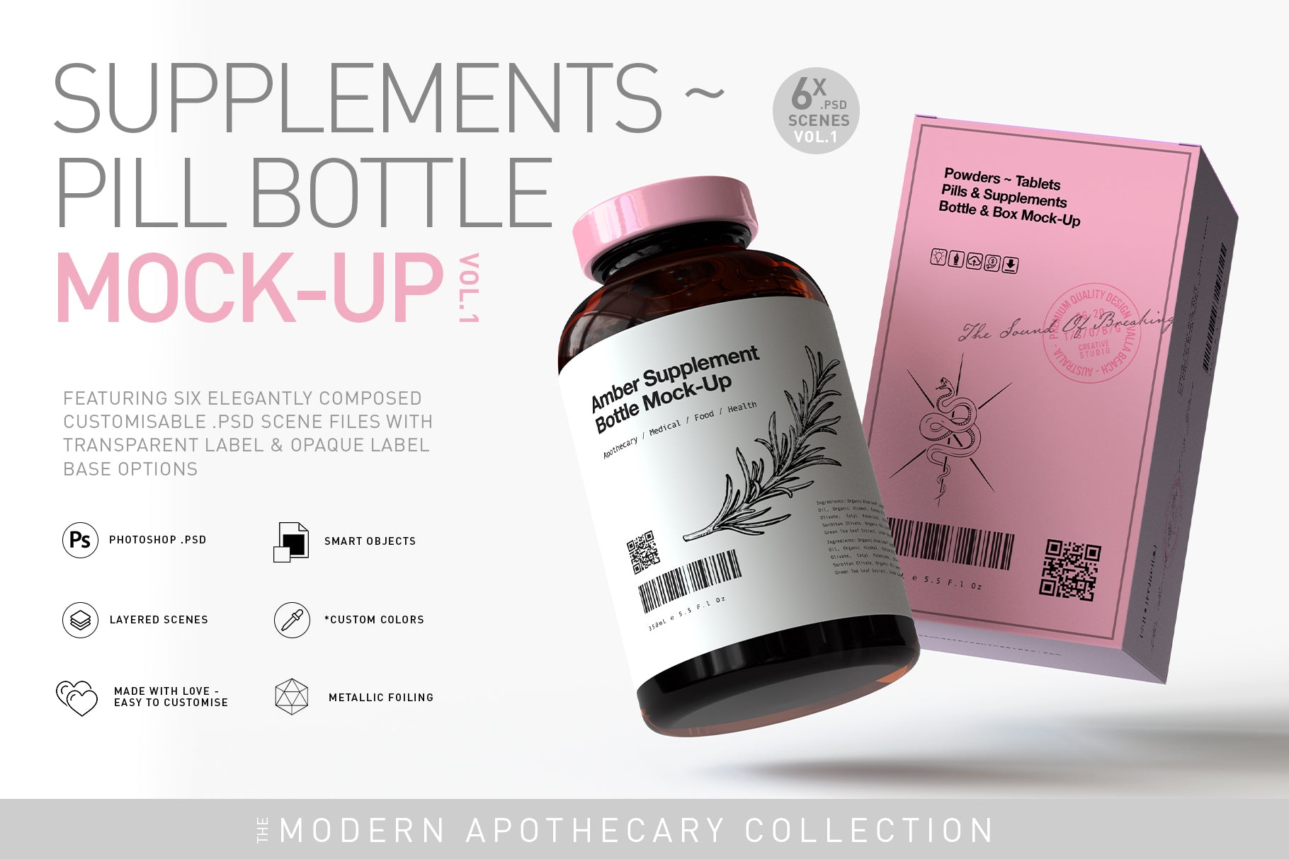 Amber Supplement Bottle Mock-Up  Vitamins & Pill Bottle Mock-Up