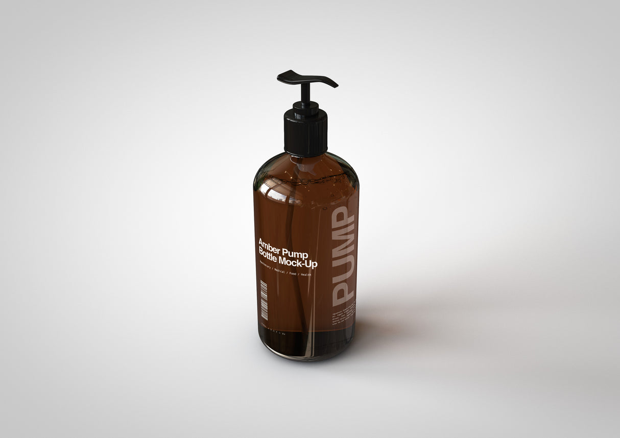 Amber Pump Bottle Mock-Up | Hand Cream Dispenser Mock-Up