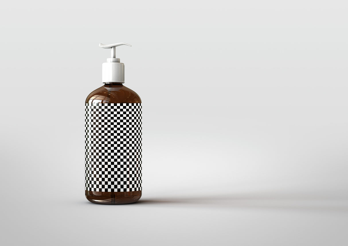 Amber Pump Bottle Mock-Up | Hand Cream Dispenser Mock-Up