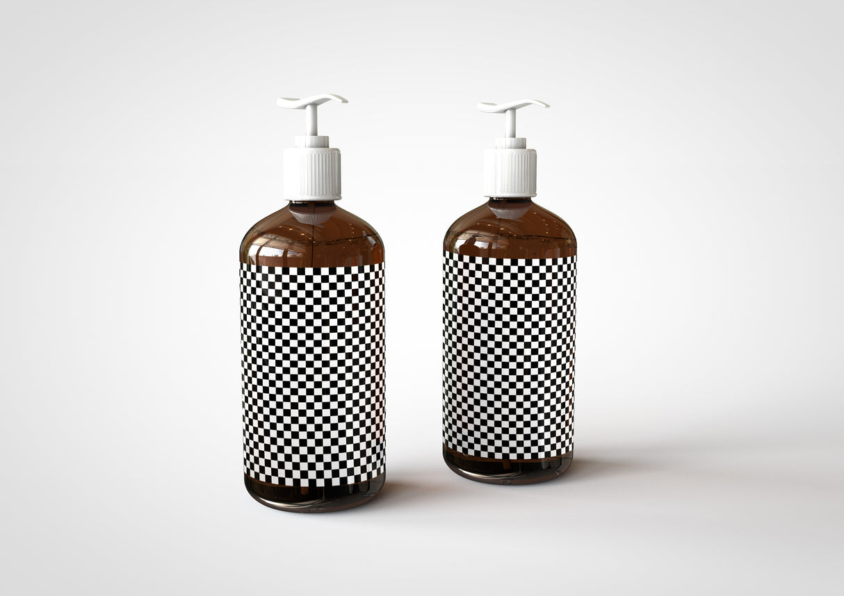 Amber Pump Bottle Mock-Up | Hand Cream Dispenser Mock-Up