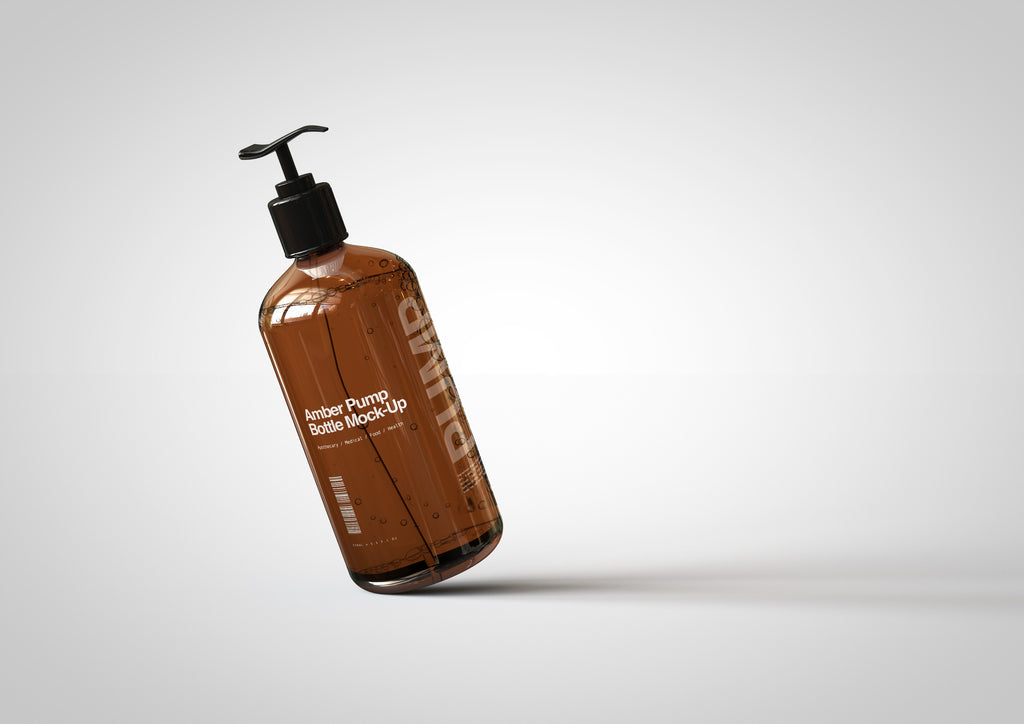 Amber Pump Bottle Mock-Up | Hand Cream Dispenser Mock-Up