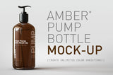 Amber Pump Bottle Mock-Up | Hand Cream Dispenser Mock-Up