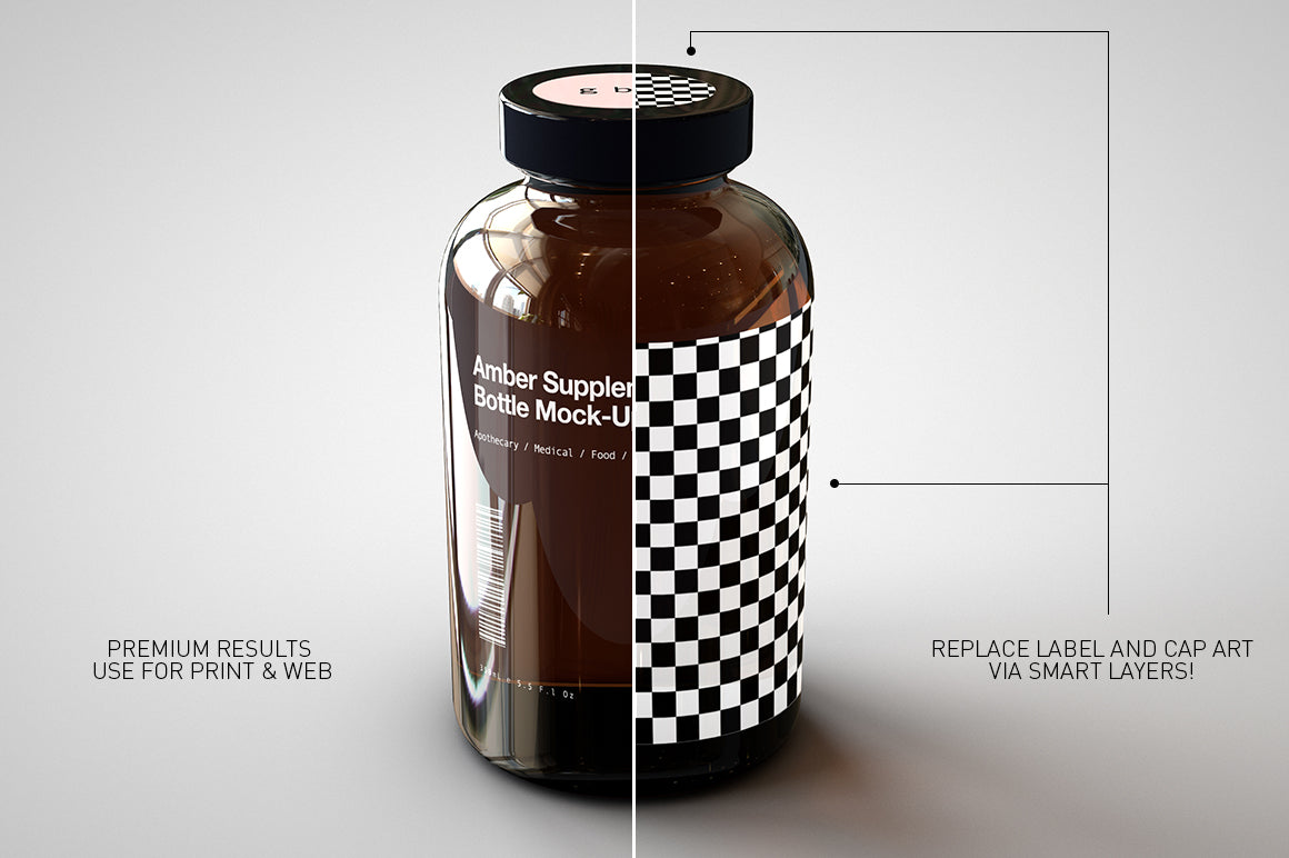 Amber Supplement Bottle | Vitamins Bottle Mock-Up