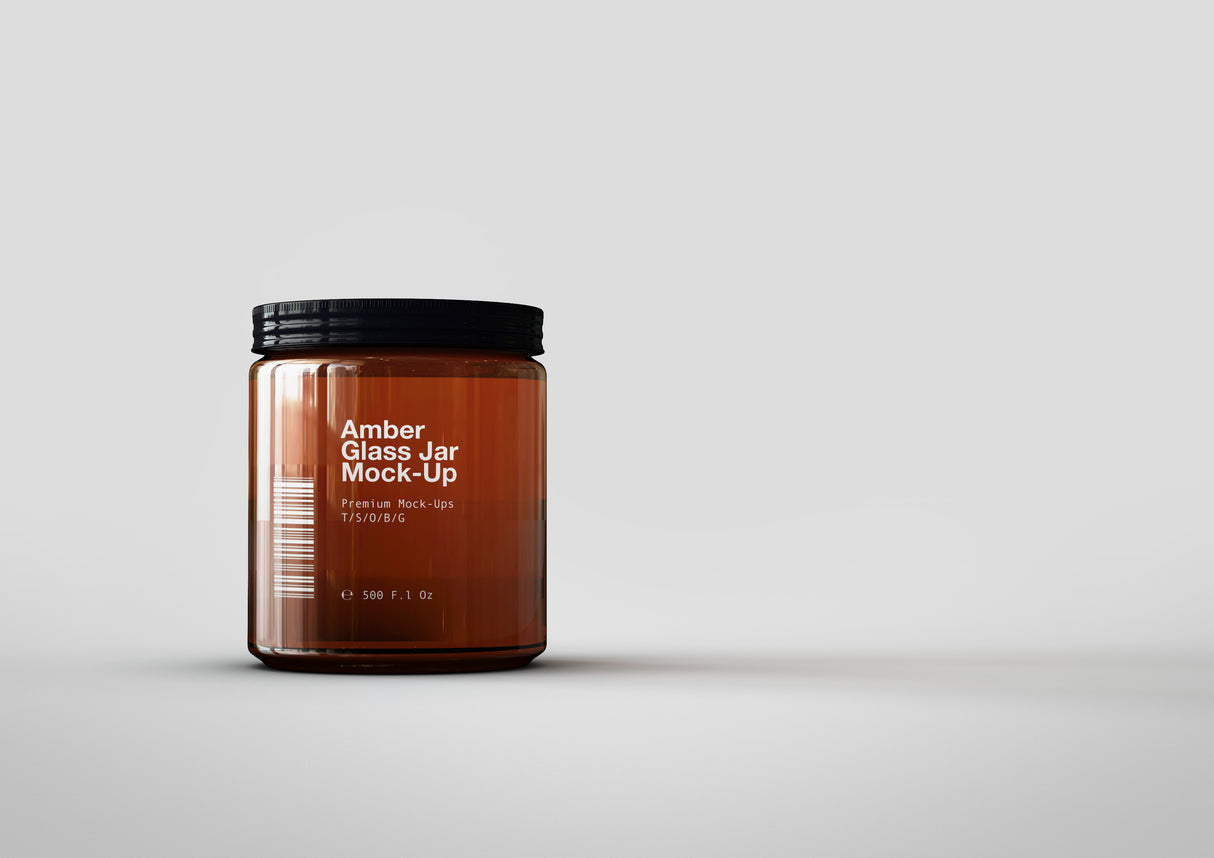 Amber Glass Jar - Cosmetics Pot Mock-Up