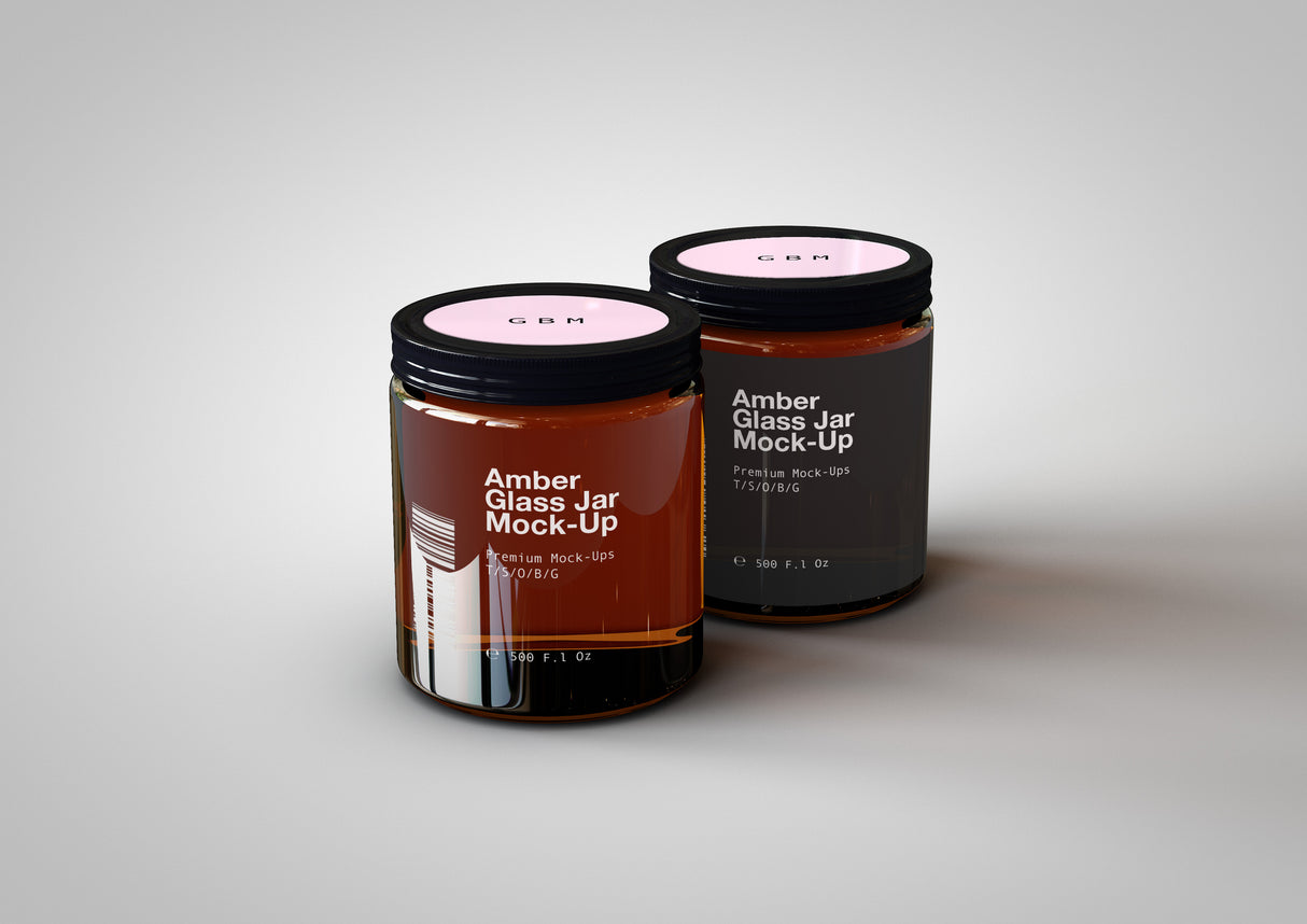 Amber Glass Jar - Cosmetics Pot Mock-Up