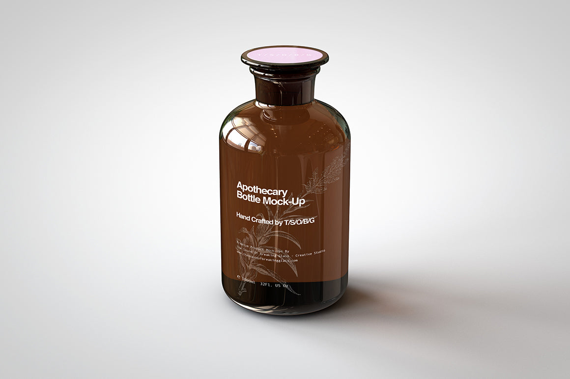 Amber Glass Apothecary Bottle | Jar Mock-Up | Miron Glas Viollet