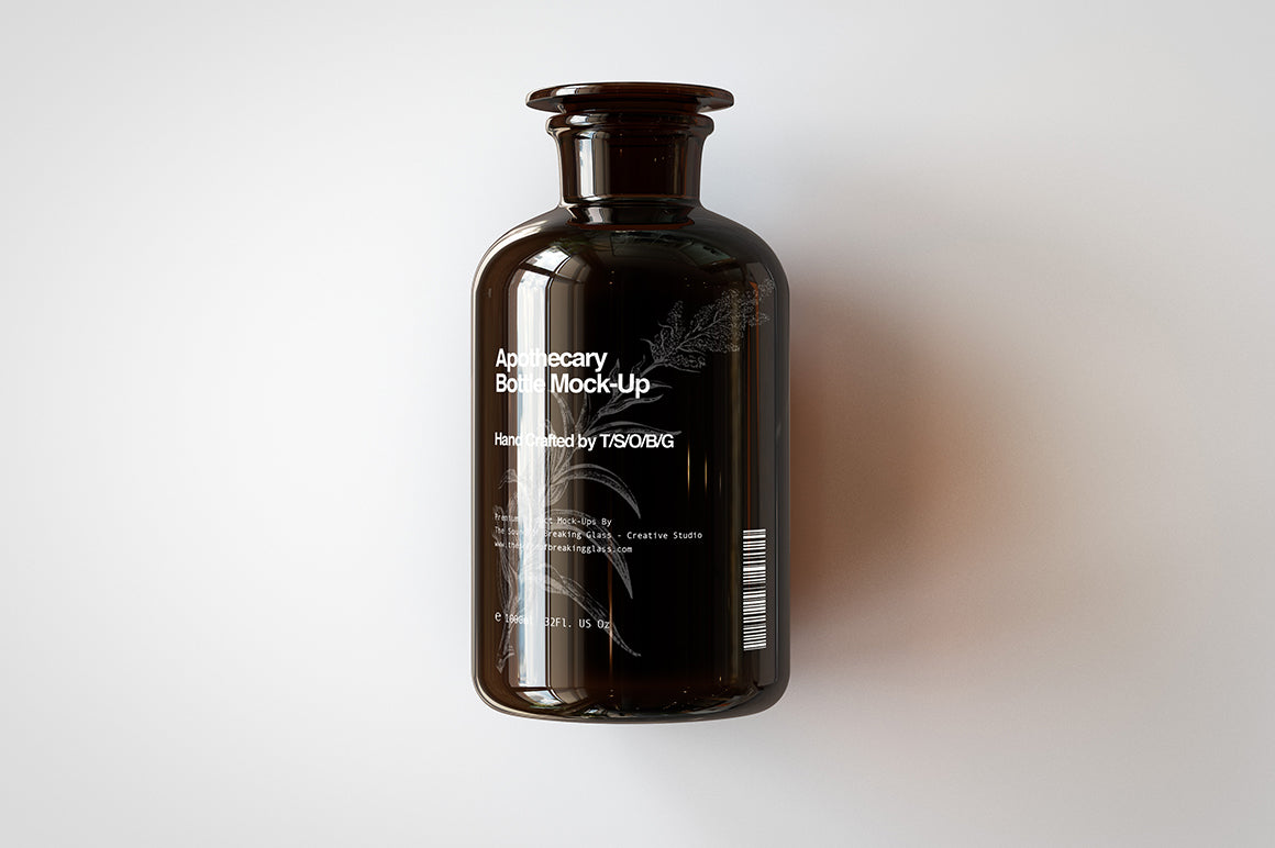 Amber Glass Apothecary Bottle | Jar Mock-Up | Miron Glas Viollet