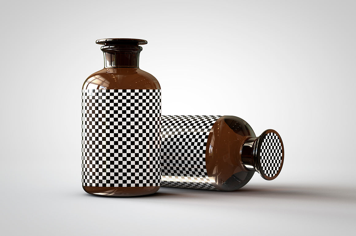 Amber Glass Apothecary Bottle | Jar Mock-Up | Miron Glas Viollet