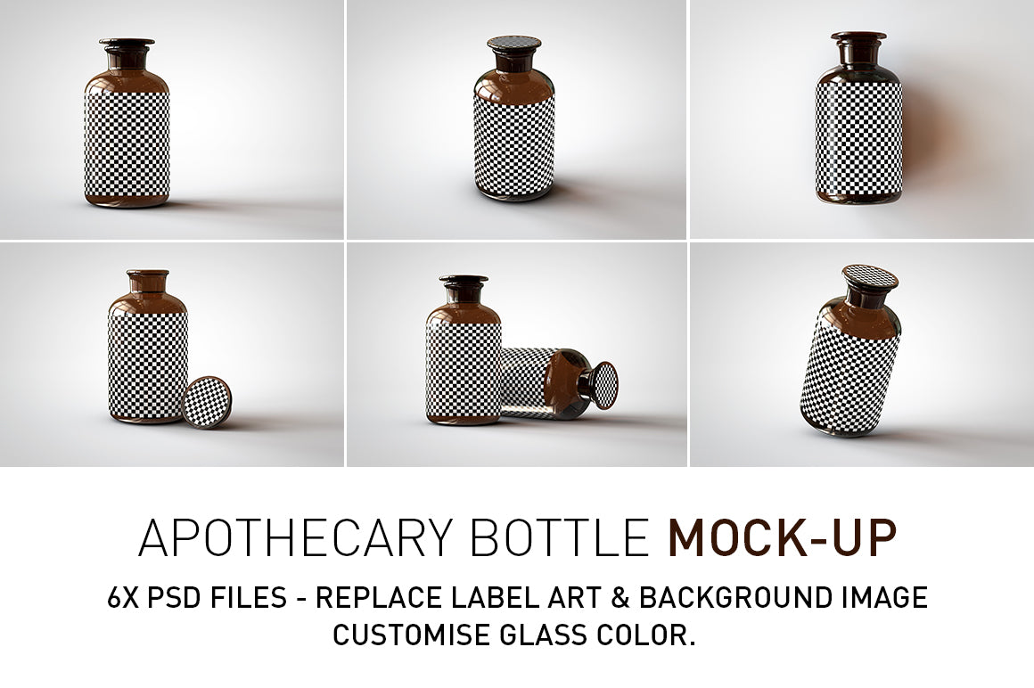 Amber Glass Apothecary Bottle | Jar Mock-Up | Miron Glas Viollet