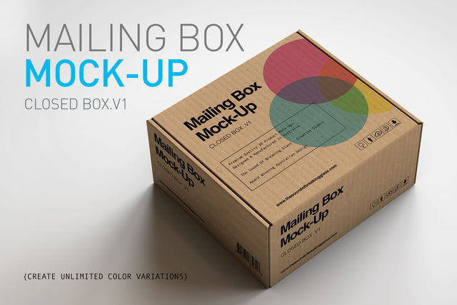 Brown Cardboard Mailing | Shipping Box Mock-Up - Cardboard Box sitting on Plain Background