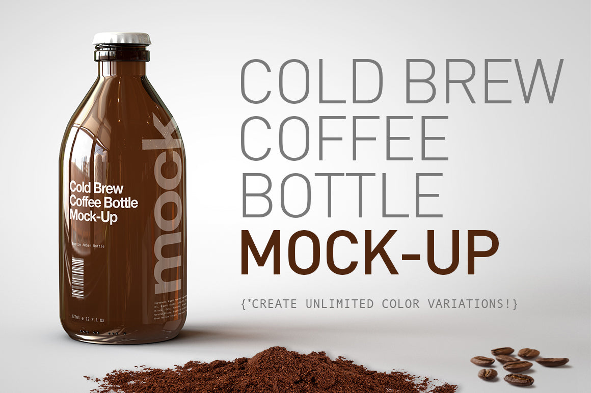 Cold Brew Coffee Bottle Mock-Up | Stubby Beer Bottle Mock-Up