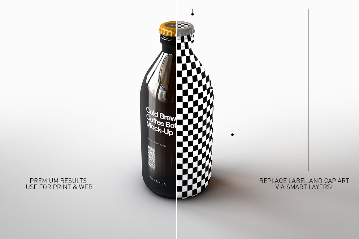 Cold Brew Coffee Bottle Mock-Up | Stubby Beer Bottle Mock-Up