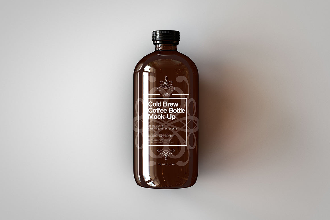 Cold Brew Coffee Bottle Mock-Up | Squealer Bottle Mock-Up