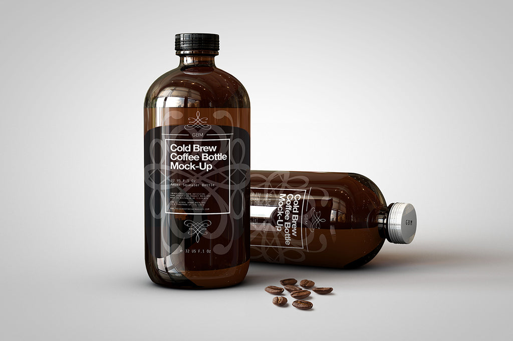 Cold Brew Coffee Bottle Mock-Up | Squealer Bottle Mock-Up