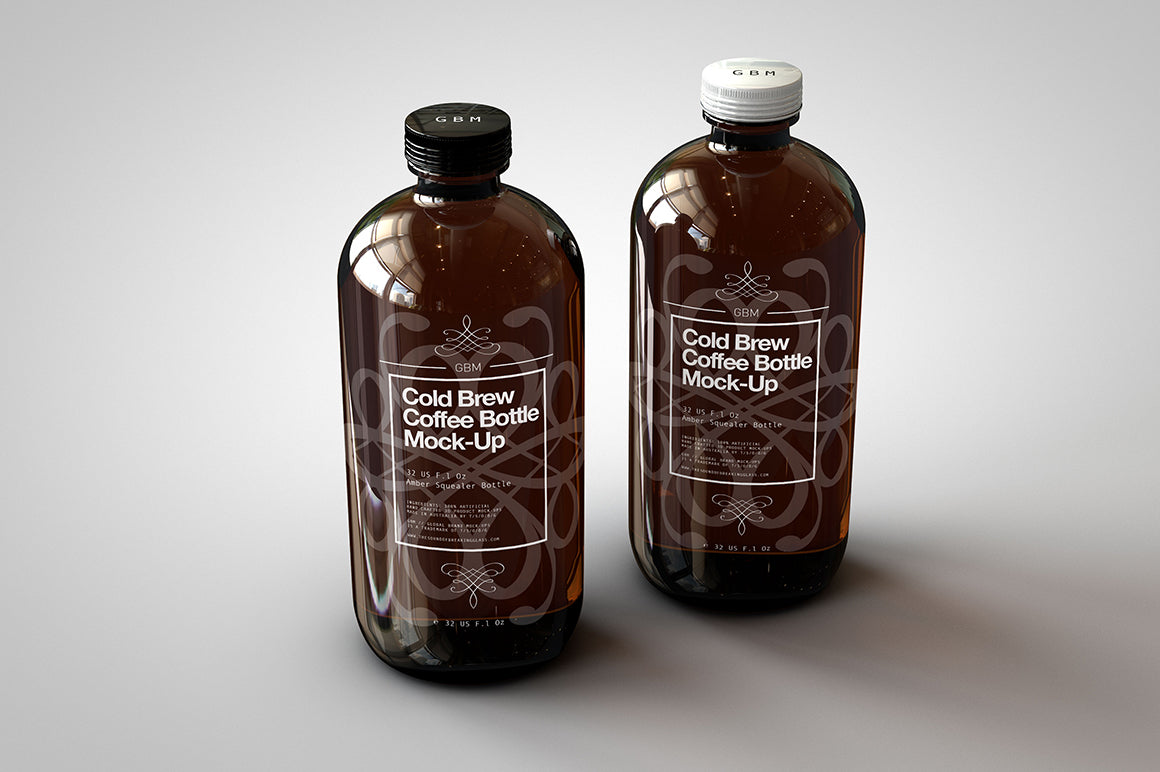 Cold Brew Coffee Bottle Mock-Up | Squealer Bottle Mock-Up