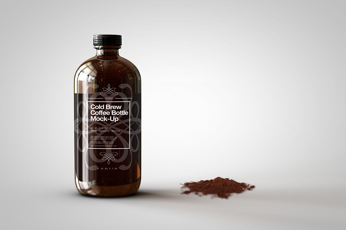 Cold Brew Coffee Bottle Mock-Up | Squealer Bottle Mock-Up