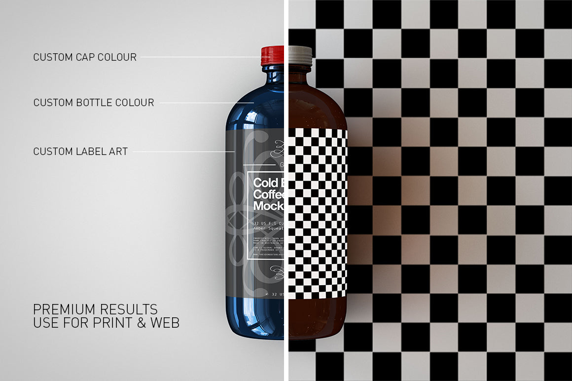 Cold Brew Coffee Bottle Mock-Up | Squealer Bottle Mock-Up