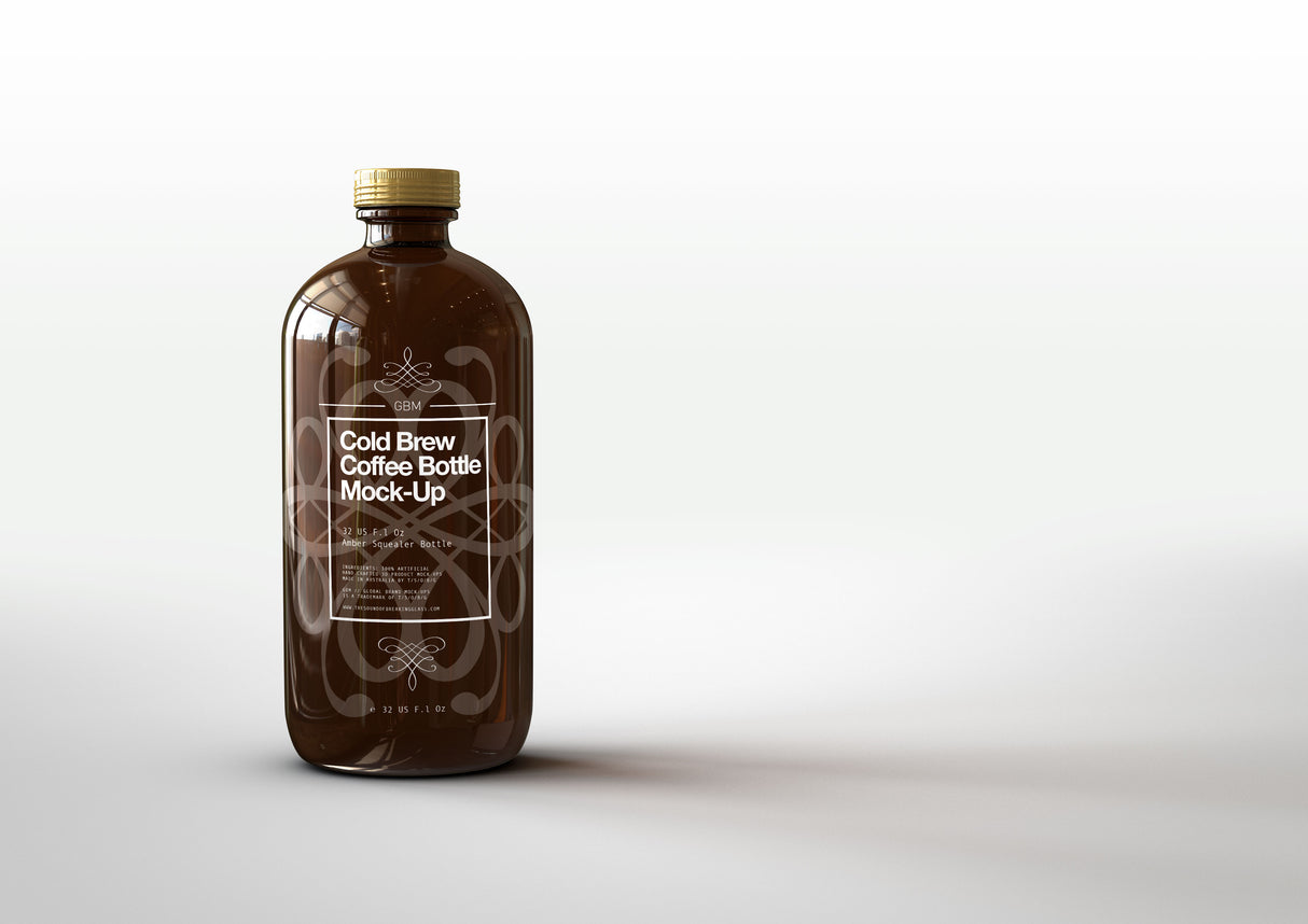 Cold Brew Coffee Bottle Mock-Up | Squealer Bottle Mock-Up