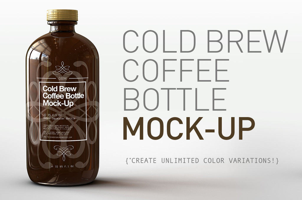 Cold Brew Coffee Bottle Mock-Up | Squealer Bottle Mock-Up