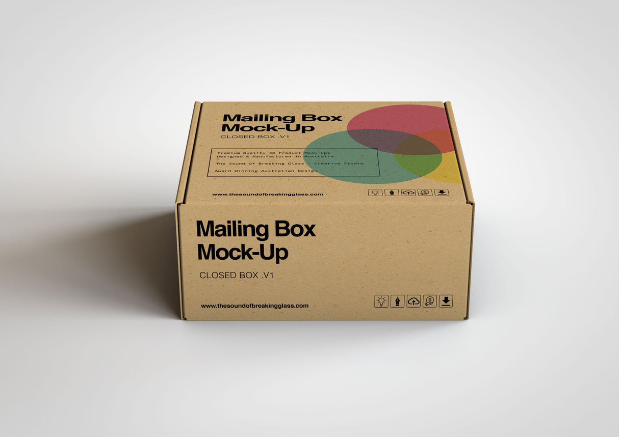 Brown Cardboard Mailing | Shipping Box Mock-Up - Cardboard Box sitting on Plain Background