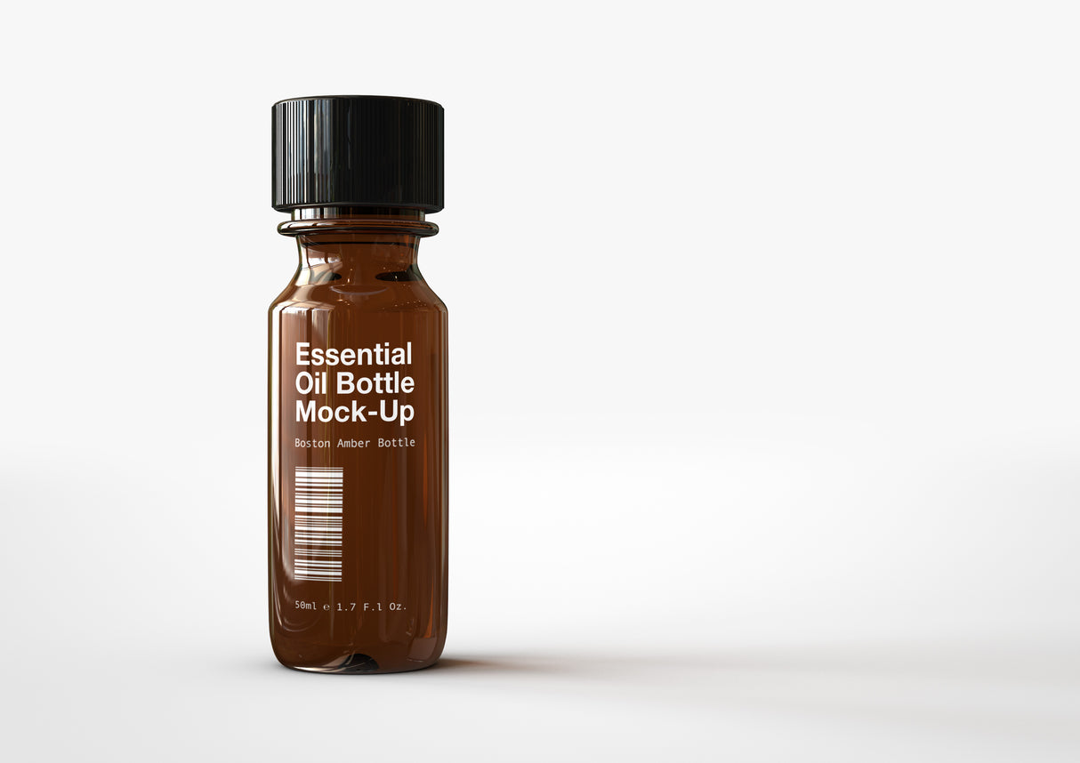 Amber Vial Bottle | Essential Oils Bottle Mock-Up