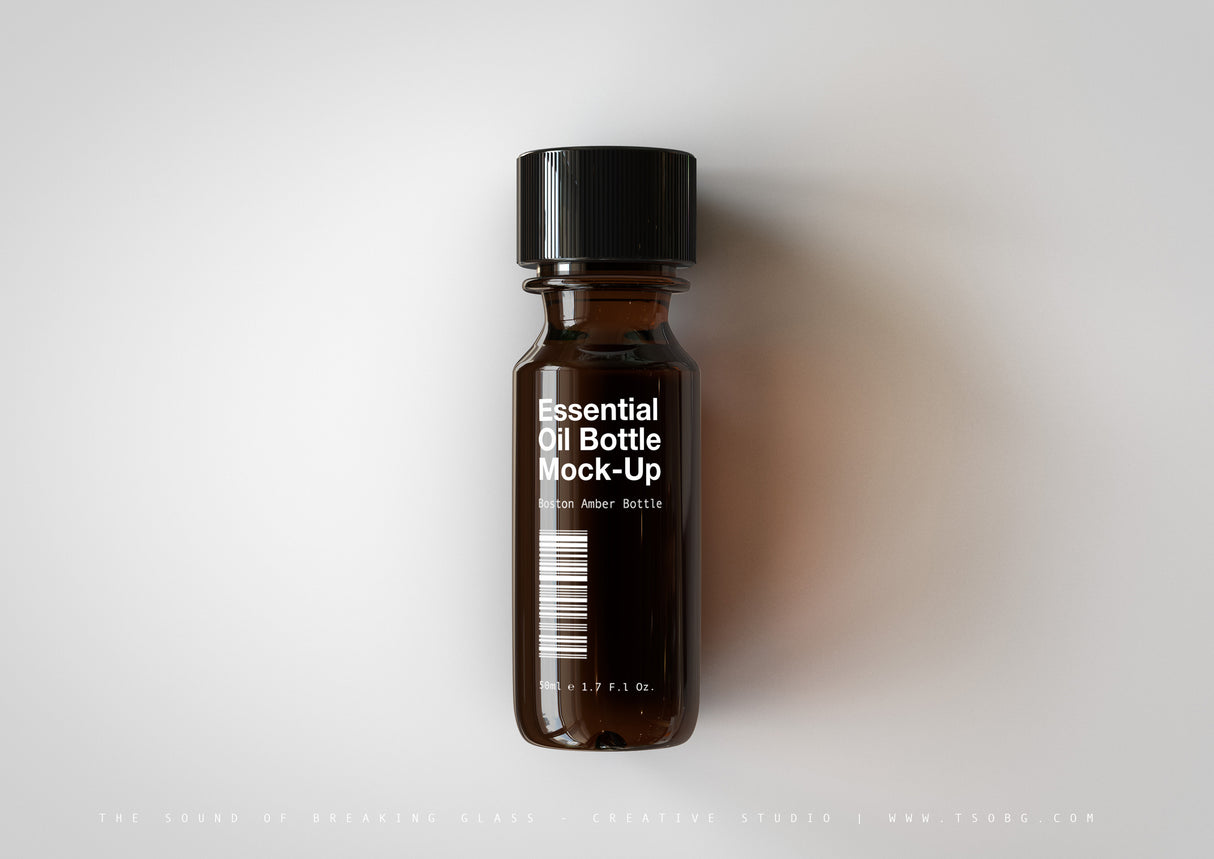 Amber Essential Oils Bottle Mock-Up | Tincture Bottle Mock-Up | Medical Vial Mock-Up