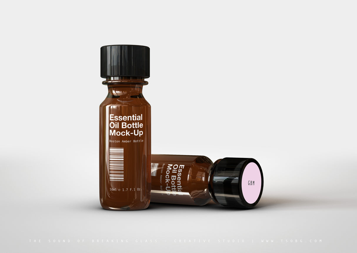 Amber Essential Oils Bottle Mock-Up | Tincture Bottle Mock-Up | Medical Vial Mock-Up