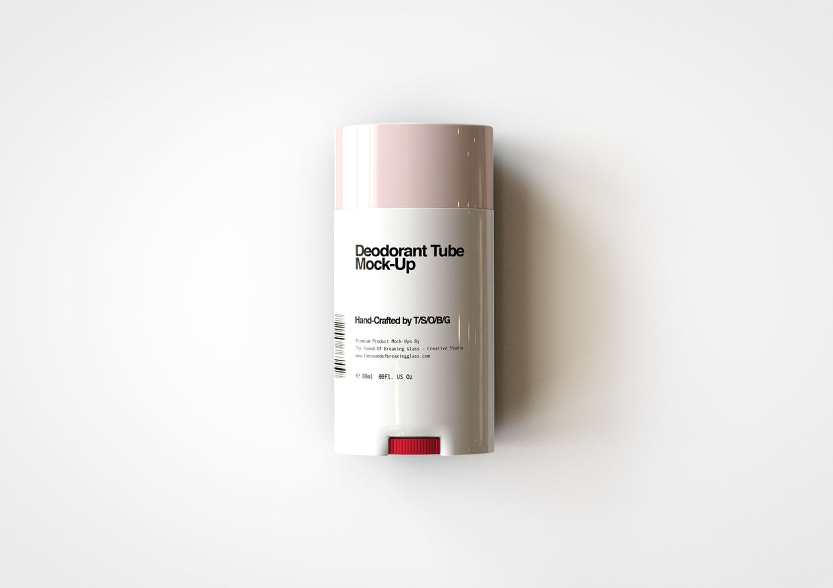 Flat White Ellipse Plastic Deodorant Stick Mock-Up | Lip Balm Tube Mock-Up