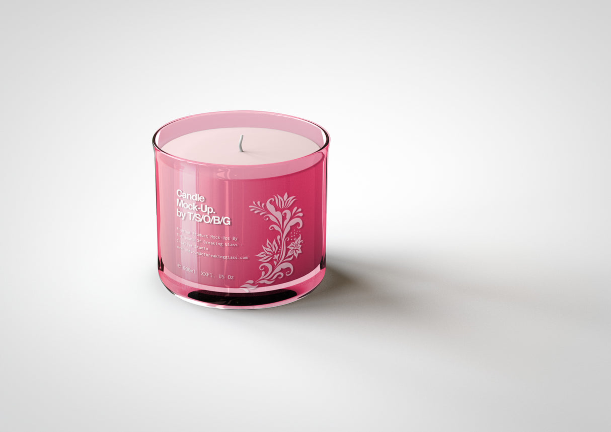 Scented Candle Mock-Up | Glass Candle In Jar & Box Packaging Mock-Up