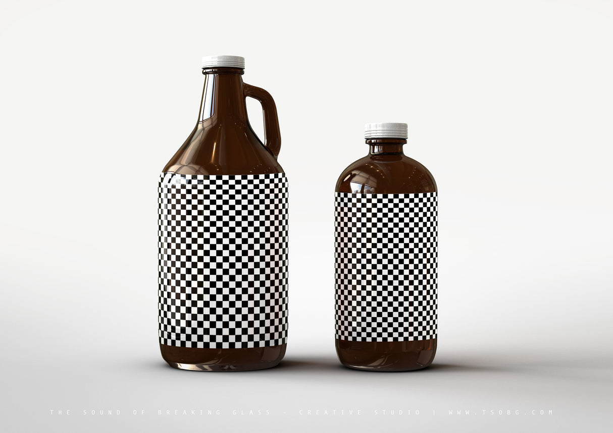 Growler Craft Beer Bottle Jug Mock-Up & Squealer Beer Bottle Mock-Up