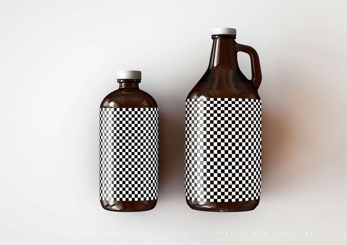 Growler Craft Beer Bottle Jug Mock-Up & Squealer Beer Bottle Mock-Up