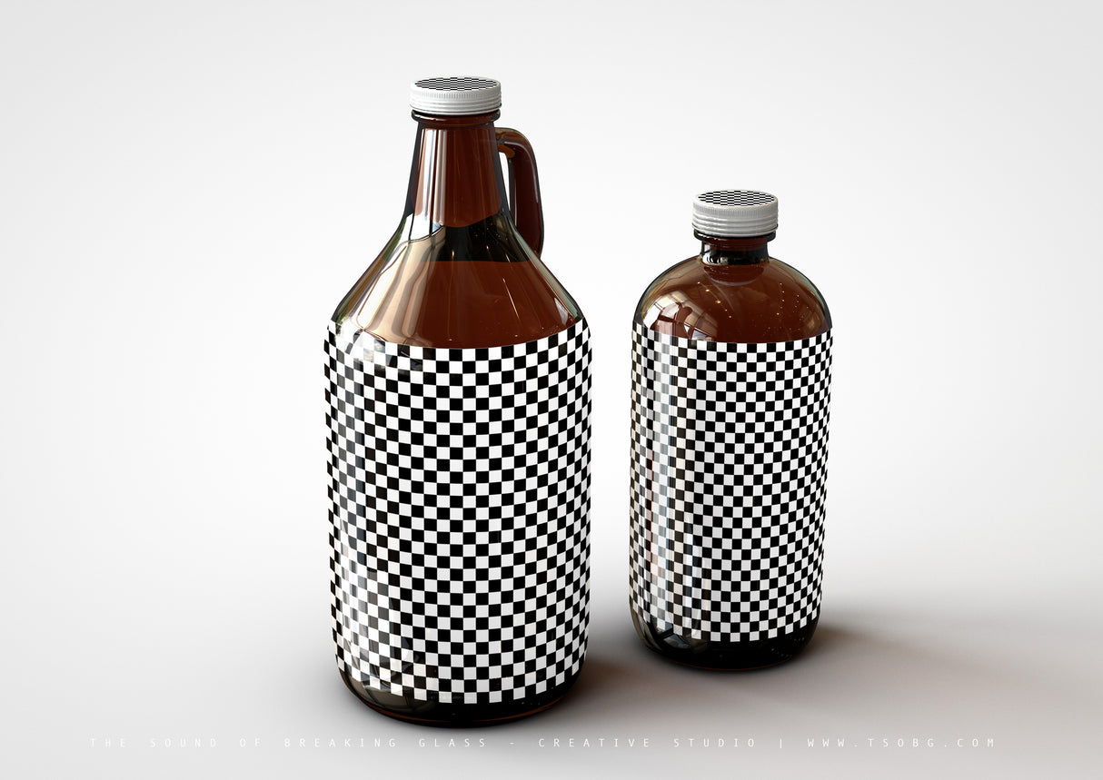 Growler & Squealer Craft Beer Bottle Mock-Up US 64 - 32 Fl Oz