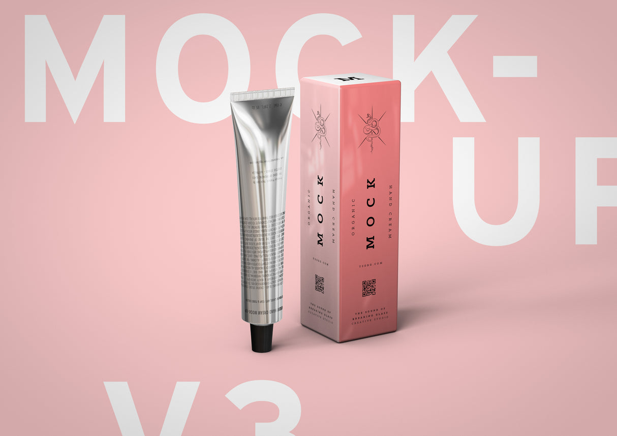 Aluminium - Metal - Laminated Plastic Cosmetics Tube and Box Mock-Up 