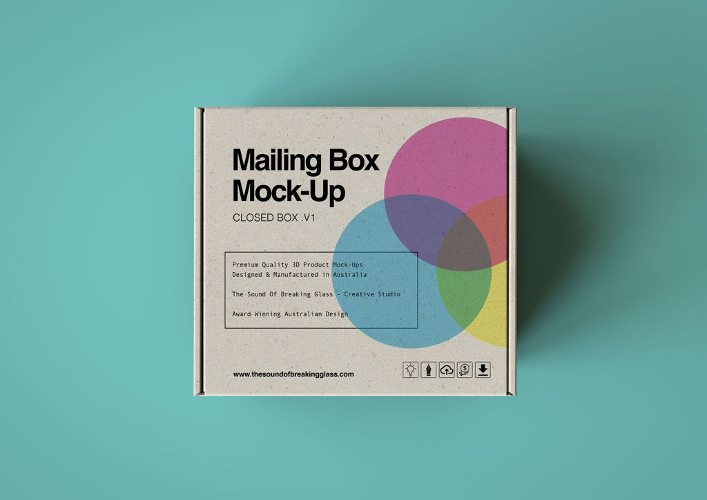 Light Craft Paper Cardboard Mailing | Shipping Box Mock-Up - Cardboard Box sitting on colored Background
