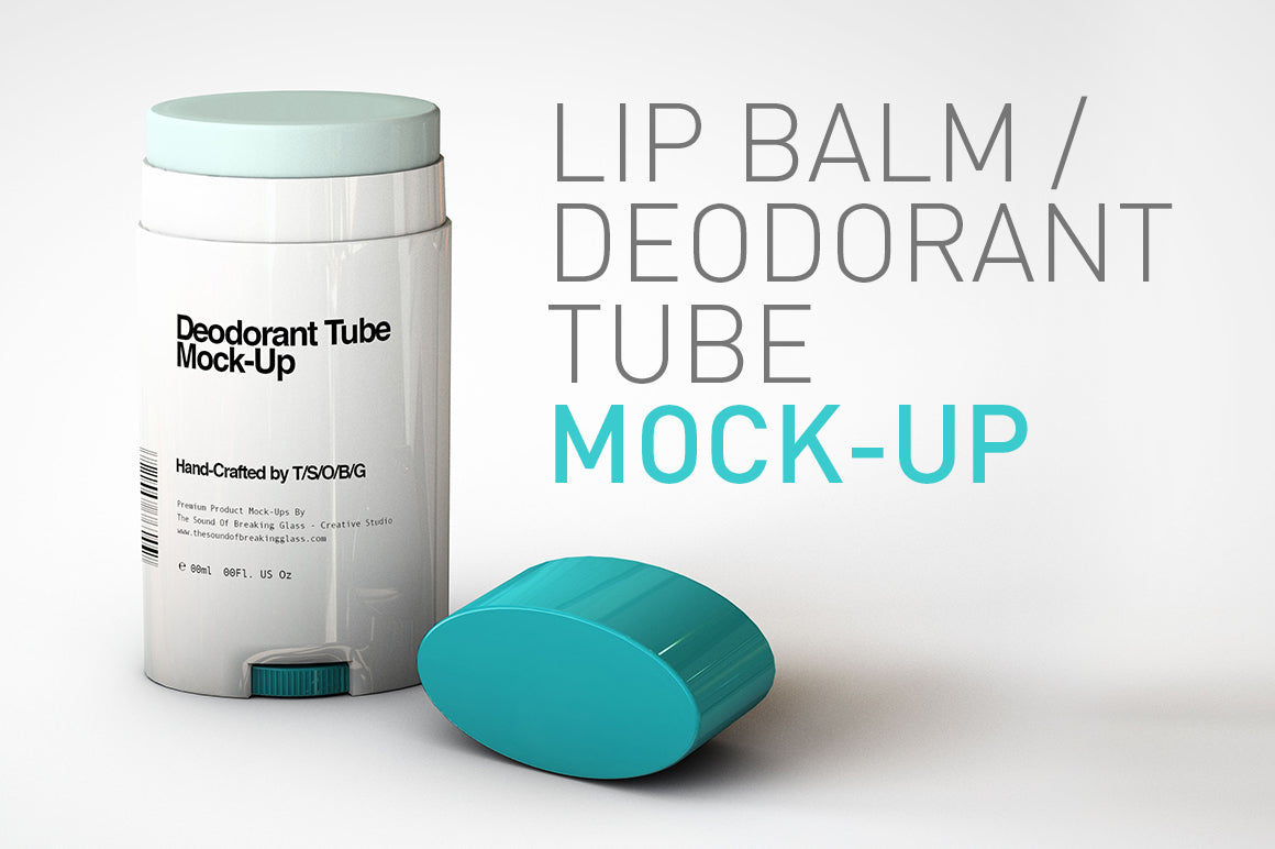 Flat White Ellipse Plastic Deodorant Stick Mock-Up | Lip Balm Tube Mock-Up