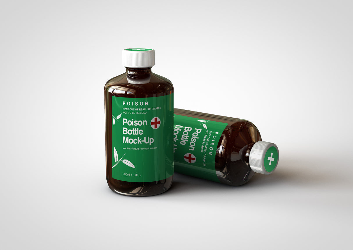 POISON Medical Bottle - Tea-Tree Oil Bottle Mock-Up | Antiseptic Bottle Mock-Up