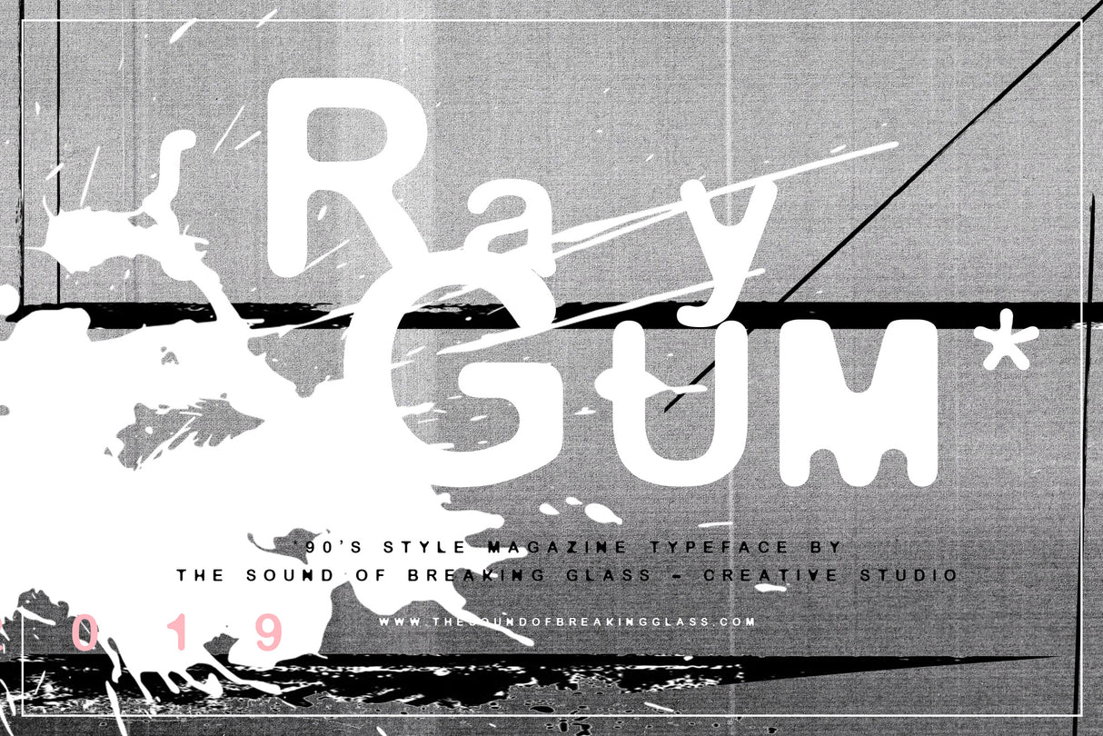 RayGum - Sans Serif Grunge Font - Free - Design by The Sound Of Breaking Glass