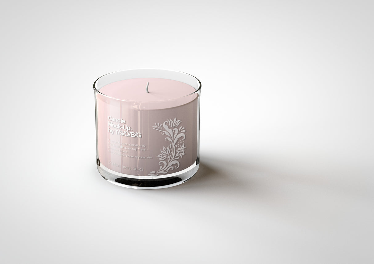 Scented Candle Mock-Up | Glass Candle In Jar & Box Packaging Mock-Up