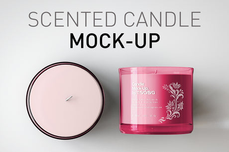 Scented Candle Mock-Up | Glass Candle In Jar & Box Packaging Mock-Up