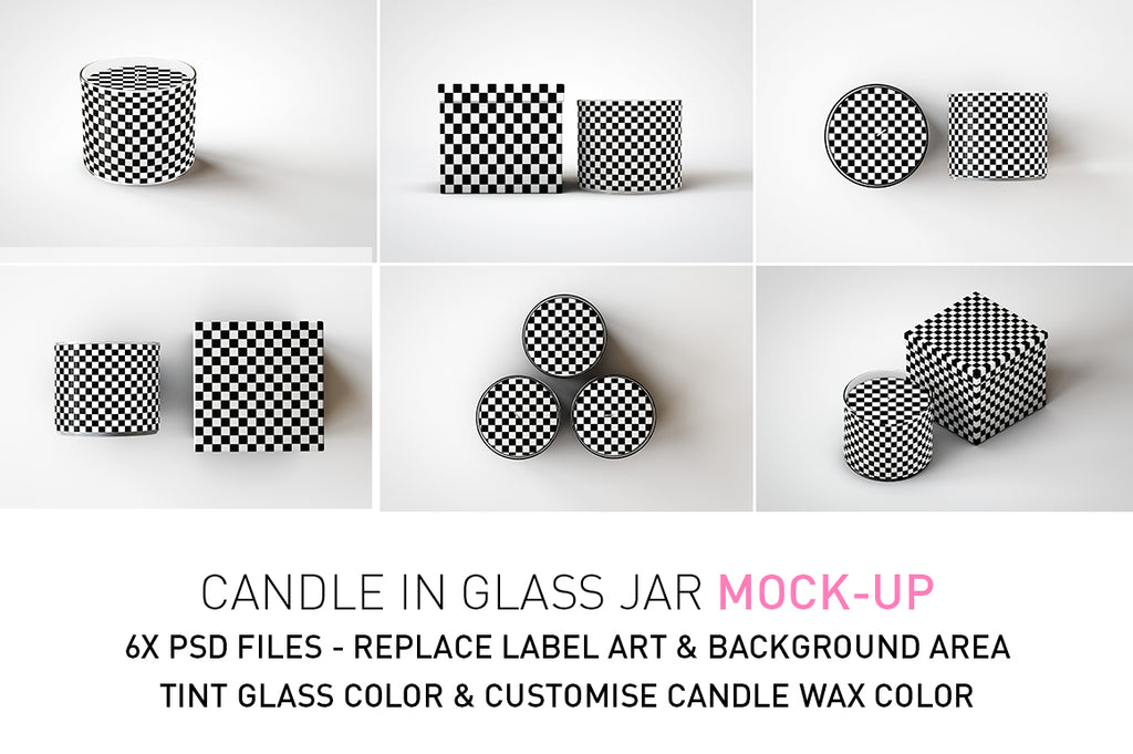 Scented Candle Mock-Up | Glass Candle In Jar & Box Packaging Mock-Up