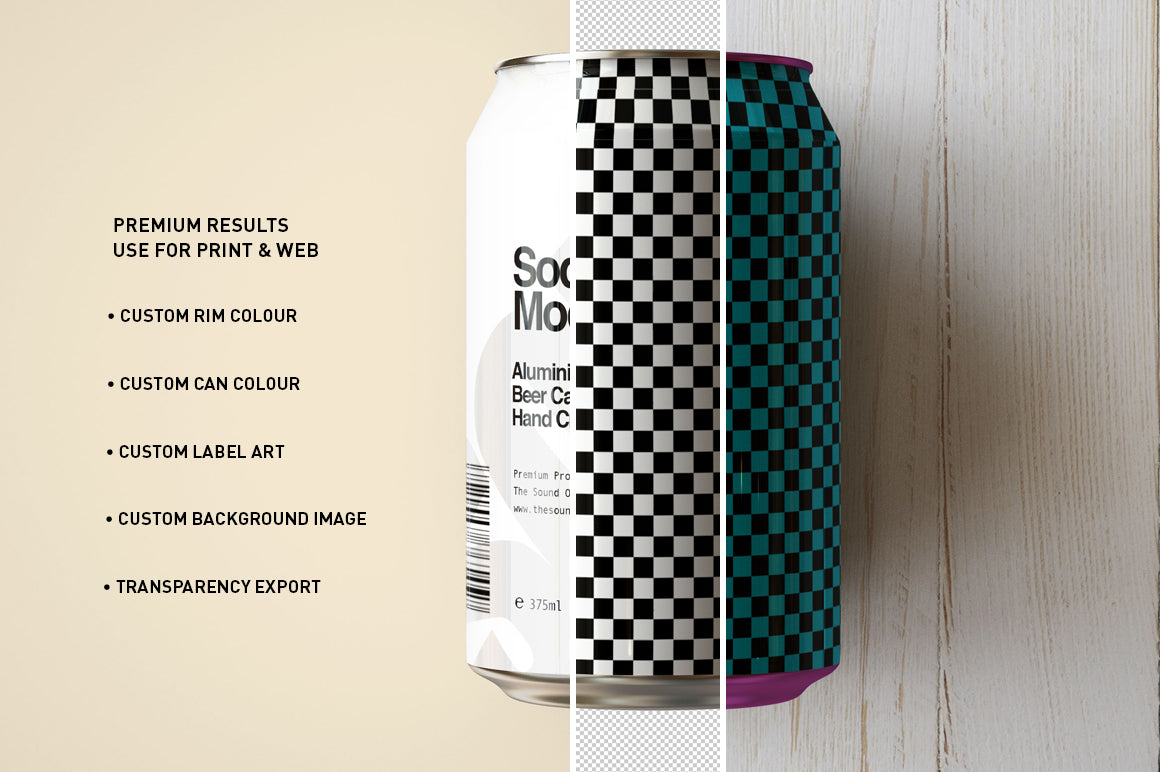 Soda Can | Beer Can Mock-Up | 355ml - 375ml - 12 US Fl oz