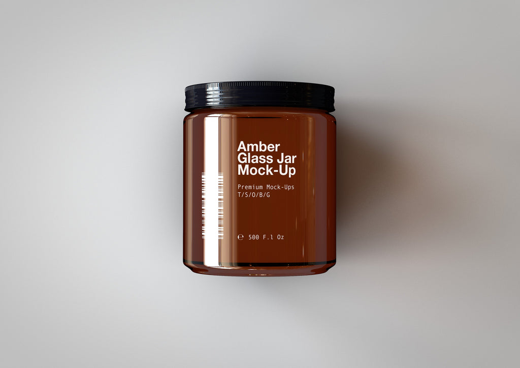 Amber Glass Apothecary Bottle | Jar Mock-Up