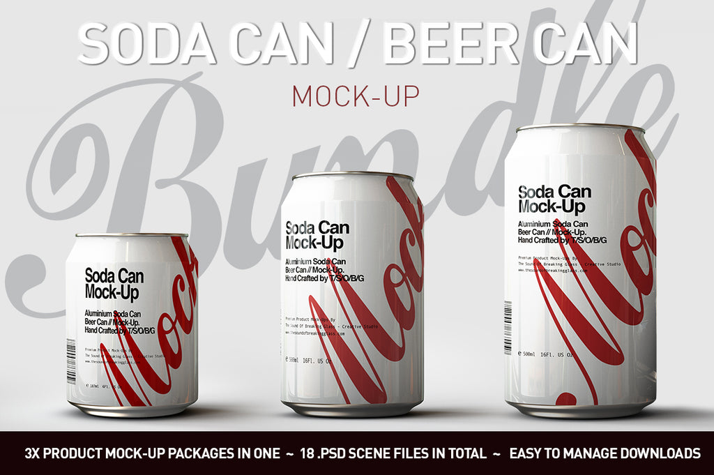Soda & Beer Can Mock-Up Bundle by The Sound Of Breaking Glass - Creative Studio